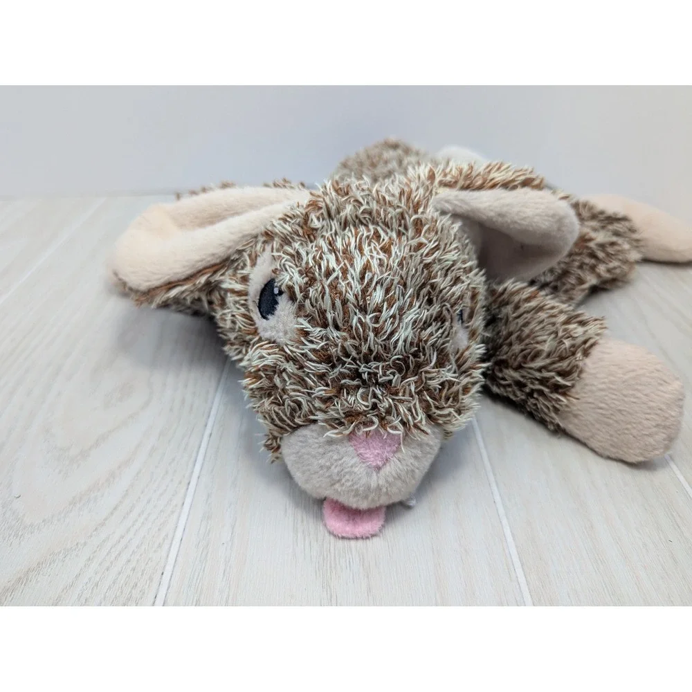 Animal Adventure Dog Toy unstuffed Plush squeaky Brown Shaggy Bunny Rabbit 2015
